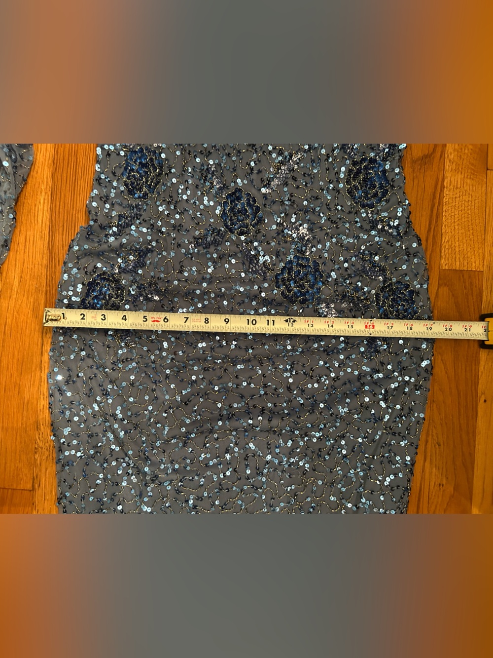 Adrianna Papell Blue Sequin Floral Evening Dress size 12 - Picture 10 of 10